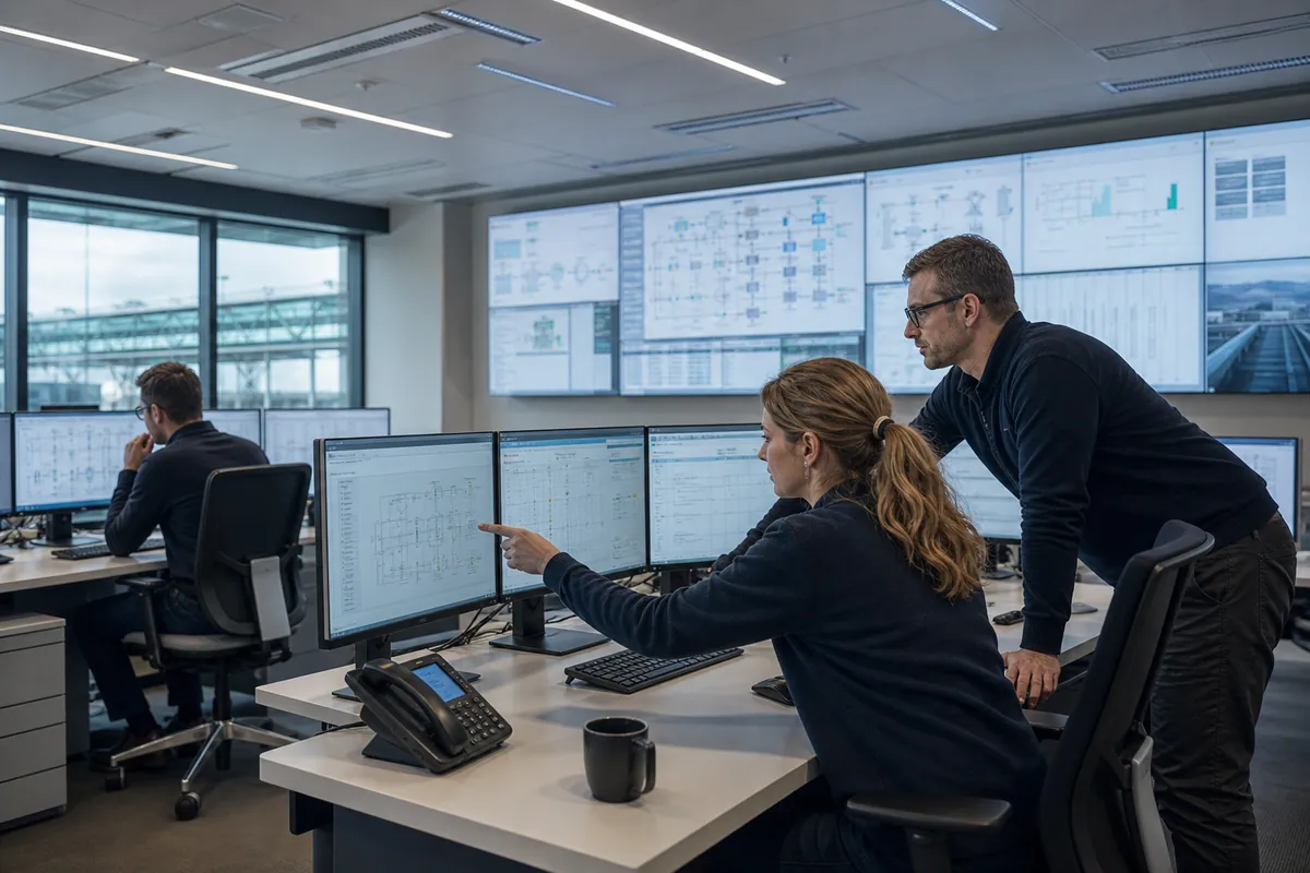 Engineers coordinating building systems integration